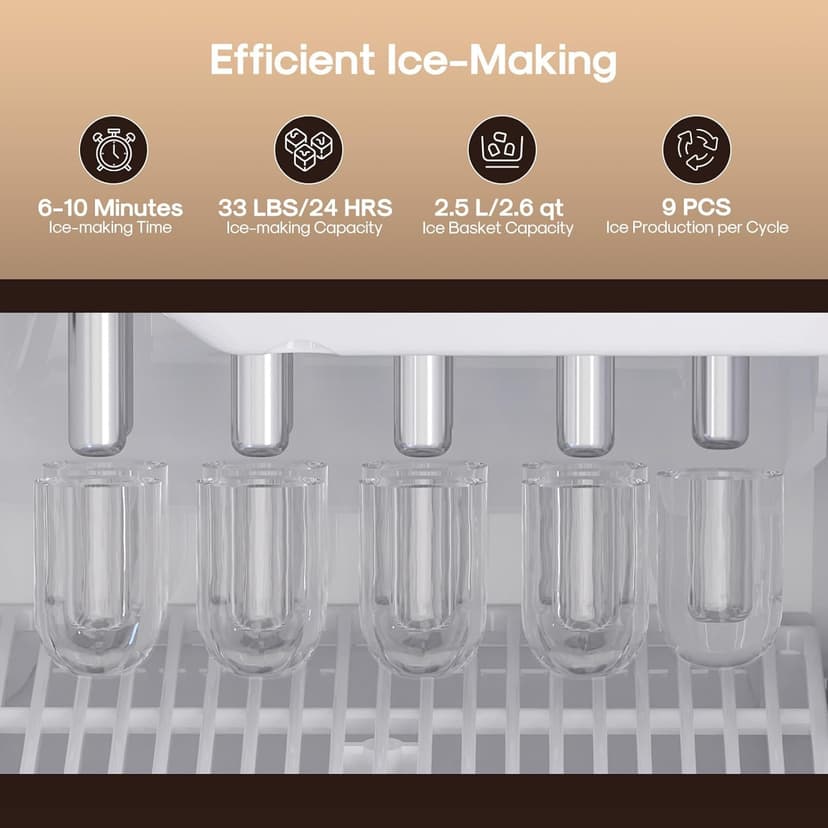 ICEPURE 3-in-1 Water Dispenser with Built-in Ice Maker, Water Cooler Dispenser for 5 Gallon Bottle Top Loading, Hot and Cold Water Dispenser with Child Lock for Home and Office, 33lbs/24H