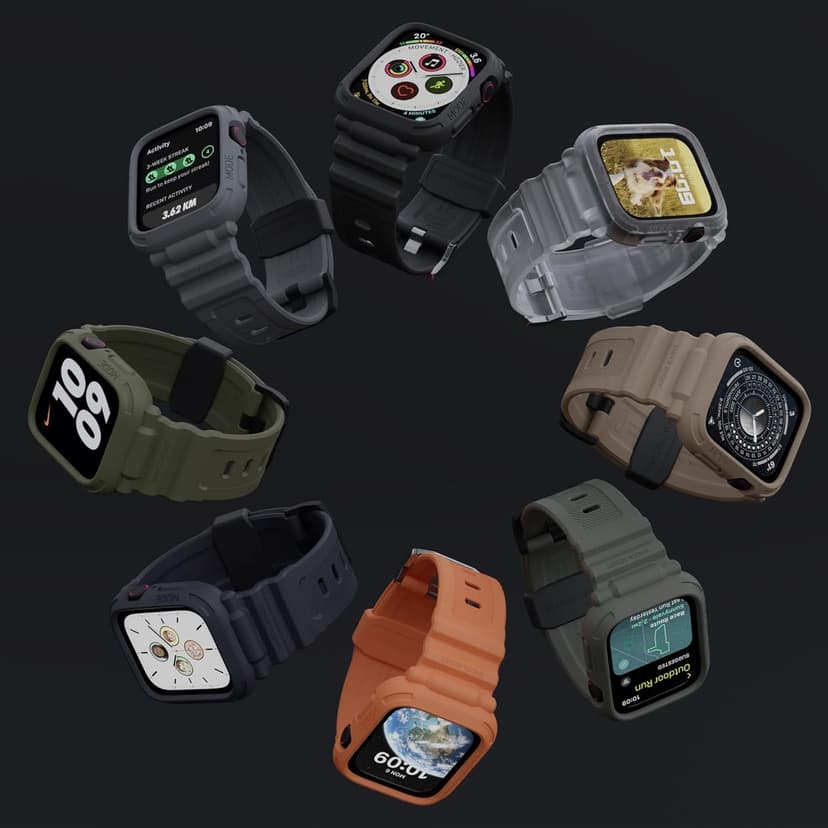 Elkson Designed for Apple Watch Series SE3 9/8/7/6/5/4 [45/44mm], Quattro Pro Series Rugged Military Grade Protective Bumper Case with Strap Bands for iWatch