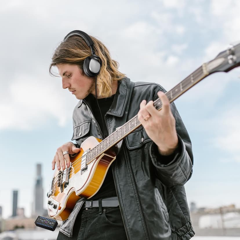 LEKATO Micro Guitar Headphone Amp Bass Guitar Headphone Amplifier with Multi Effects - Amp Models, IR Loading, Tuner, Rechargeable Electric Headphone Amplifier Delay Reverb Chorus Overdrive Portable