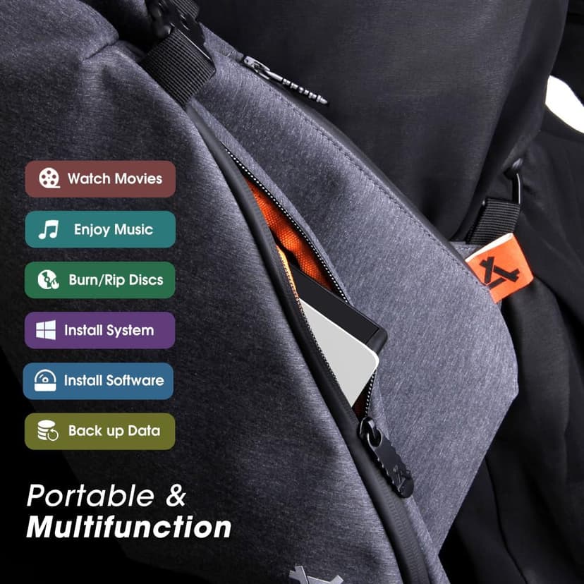 ROOFULL External CD DVD Drive for Mac Laptop, USB 3.0 & USB-C CD DVD Reader Writer Burner Player ROM/RW Portable Optical Disc Drive for Apple MacBook Pro, iMac, Windows 11/10/8/7 Computer PC, White