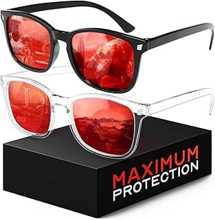 livho Blocking Gaming Glasses Blue Green Light for Computer Sleeping, Dual Coatings Red Lenses, for Women & Men