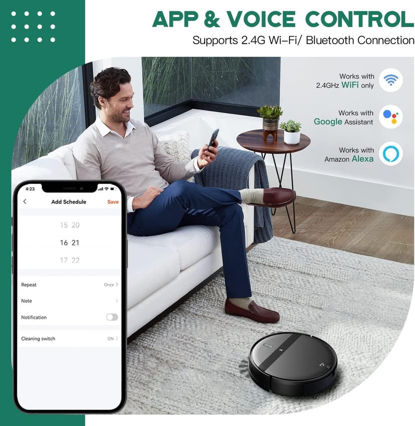 Robot Vacuum and Mop Combo, App/Alexa Control, Smart Robot Vacuum Cleaner, Ultra-Thin, Automatic Recharge Robotic Vacuum Cleaner for Pet Hair/Carpet/Hard Floor