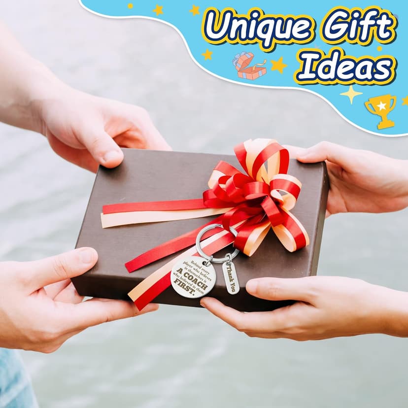 WATINC Coach Appreciation Keychain Gift Set, 4Pcs Sport Match Cheer Keychains Keepsake Present with Thank You Packaging