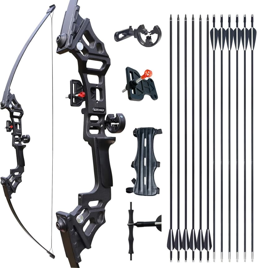 Archery Bows and Arrows Set for Adults, Recurve Bow Set for Adult Beginner & Youth, Takedown Hunting Bow and Arrow Set Outdoor, 30 40 Lbs Right Hand, Aluminum Alloy Bow Riser