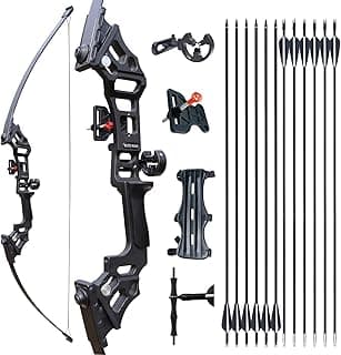 Archery Bows and Arrows Set for Adults, Recurve Bow Set for Adult Beginner & Youth, Takedown Hunting Bow and Arrow Set Outdoor, 30 40 Lbs Right Hand, Aluminum Alloy Bow Riser