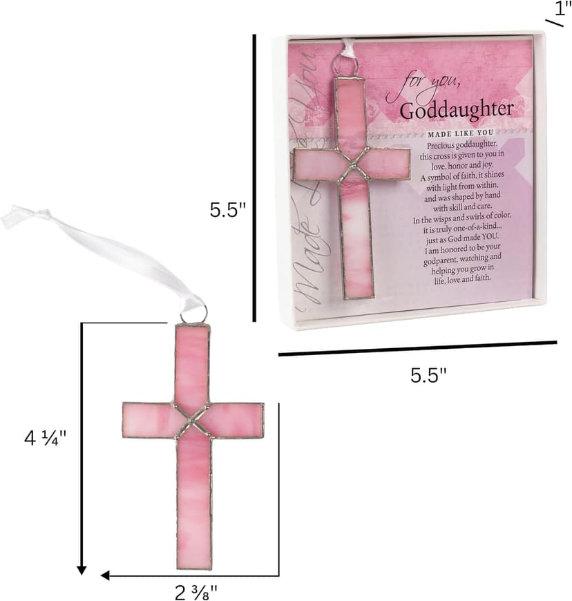 Handmade Glass Cross with Loving Sentiments Perfect Christian Gift for Goddaughter On Birth Baptism Confirmation Christening Birthday from Godparents B01C4JGY2M