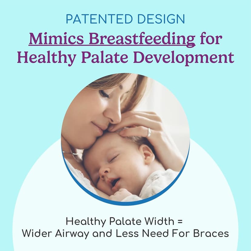 Breathe Baby Pacifier – Patented Design for Natural Oral & Facial Development - BPA-Free, Latex-Free, Pediatrician Developed - Dishwasher Safe 2 Pack (Stage 1: 0-3 Months)