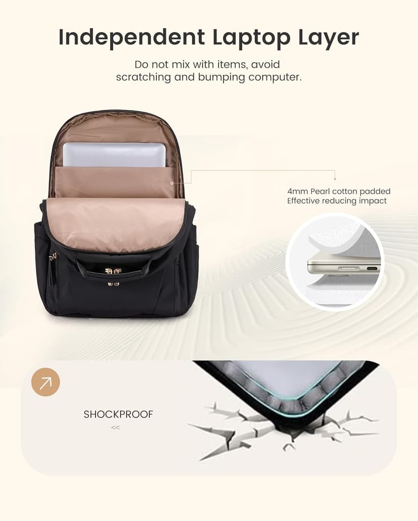 LOVEVOOK Laptop Backpack for Women with 2X Extra-Large Tumbler Pockets, 15.6" Work Backpack Purse, Travel Personal Item Bag, Carry On Business Computer Bag for Office, School, or Gift, Sage Green