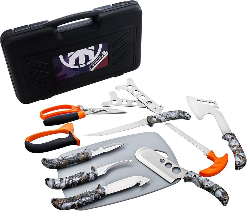 Portable Butcher Game Processor Set, 12 Pieces KNINE OUTDOORS Hunting Deer Knife Set Field Dressing Kit B099QTQ98L