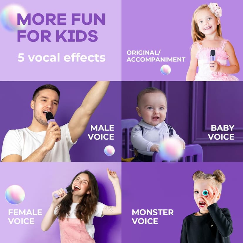 Mini Karaoke Machine with 2 Wireless Microphones, TOP Kids Gifts for Girls Ages 3, 4, 5, 6, 7, 8, 9, 10, 11, 12 +Years Old, 4-12th Christmas Birthday Toy Gift for Girls Boys Party (Purple)
