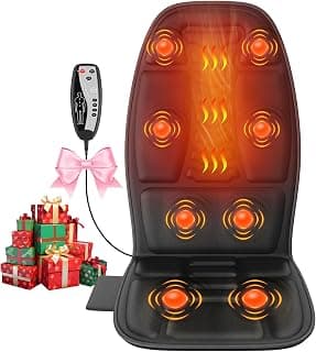 Back Massager with Heat, Massage Chair Pad with 5 Modes & 2 Heat Levels for Back & Thighs, Back Massage Pad for Office & Home Chairs, Matte Black
