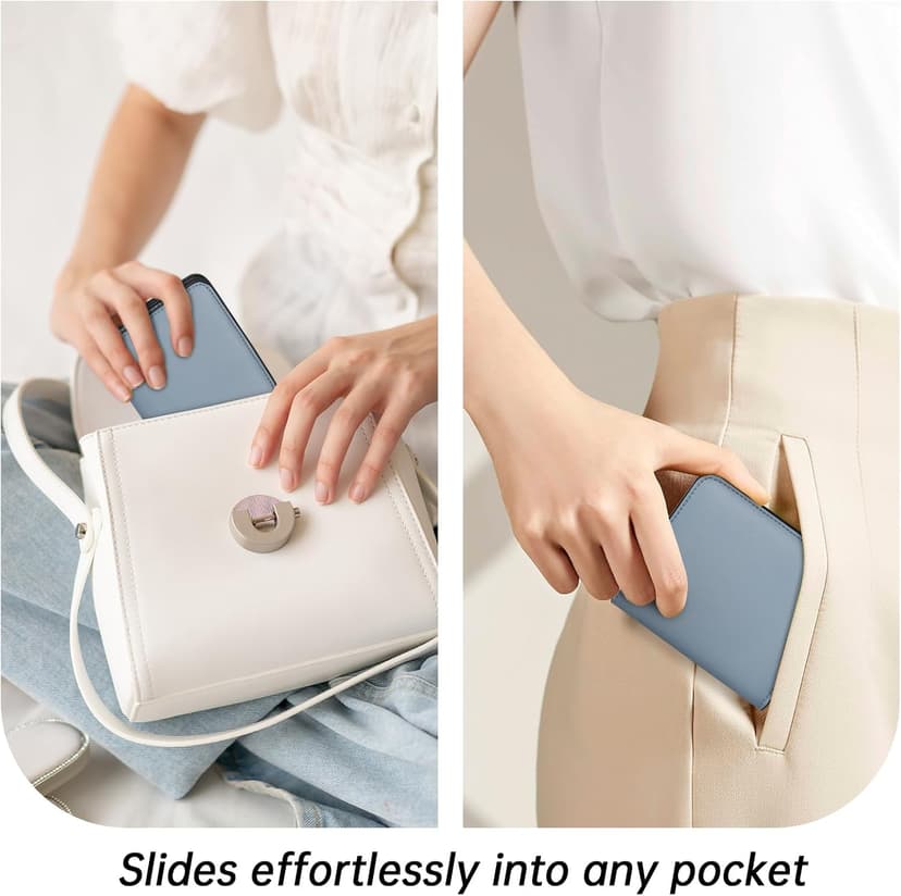 Toughergun Women’s Small Slim Leather Wallet with RFID Protection, Compact Bifold Mini Purse with Clear ID Window