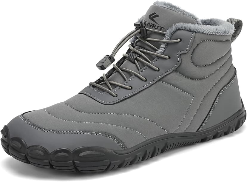 FLARUT Mens Womens Barefoot Snow Boots Winter Warm Shoes Fur Lined Wide Toe Box Zero Drop Ankle Sneakers