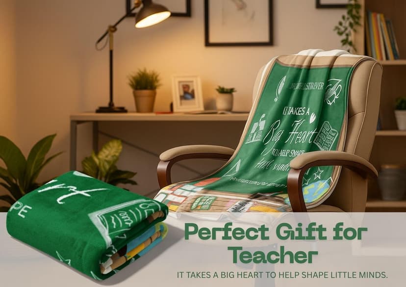 Teacher Throw Blanket - It Takes a Big Heart to Help Shape Little Minds - Gifts for Christmas, Teacher Appreciation, End of School Year, Retirement, Thank You or Birthday - 50"x 60"