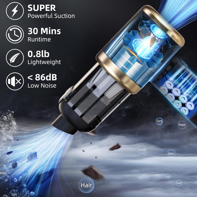 ZLieatmp Bug Vacuum Catcher,12000Pa Handheld Car Vacuum Cleaner,Suction/Blow/Charge/Extract/4-In-1 Portable Cordless Vacuum Cleaner,30-Minute Run Time Suitable for Home,Indoor and Outdoor Cleaning