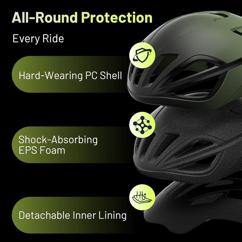 Favoto Adult Bike Helmet for Men & Women, Lightweight Cycling Helmet with Adjustable Fit, Sleek Streamlined Design, Road Commuter & Mountain Riding