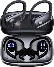 bmanl Wireless Earbuds Bluetooth Headphones Over Ear Hooks Ear Buds with 80H Playtime, LED Power Display, Dual Mic Clear Calls, Sports Wireless Ear Buds Bluetooth Earbuds for Running Gym Workout Black