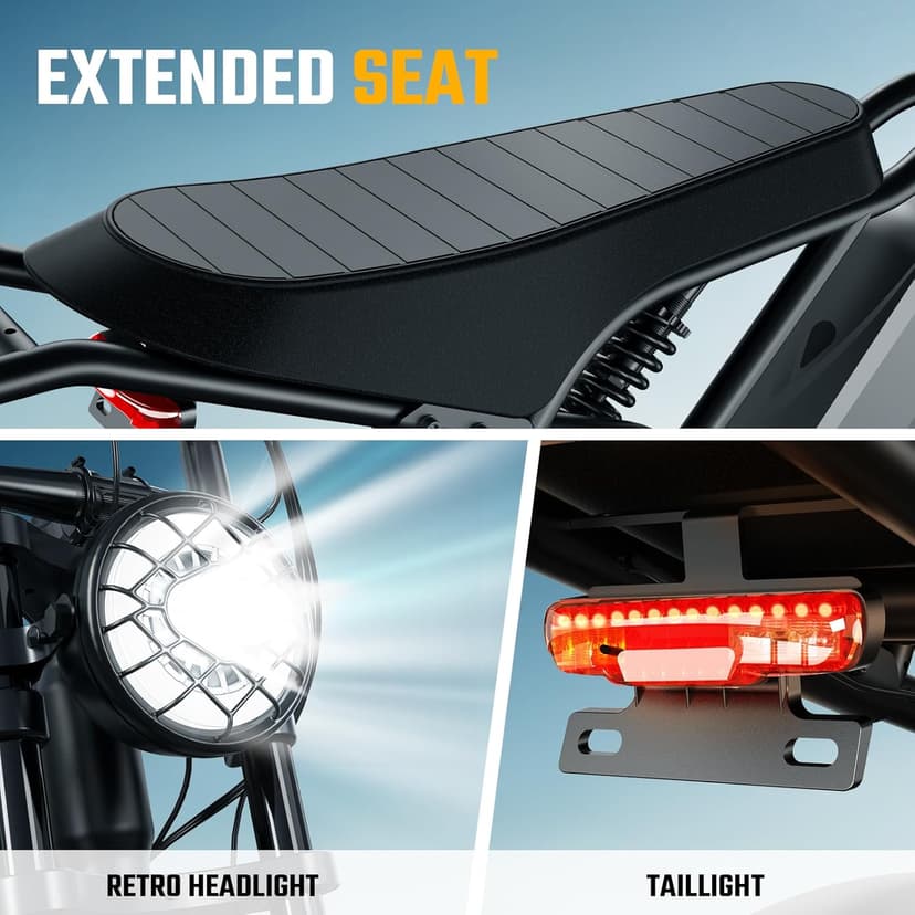 TST Electric Bike for Adults 1500W Peak 20" Fat Tire All-Terrain E-Bike 60/110 Miles 28 MPH Electric Dirt Bike - 48V 15/25 AH Battery Tested to UL 2849 Powered Electric Bicycle