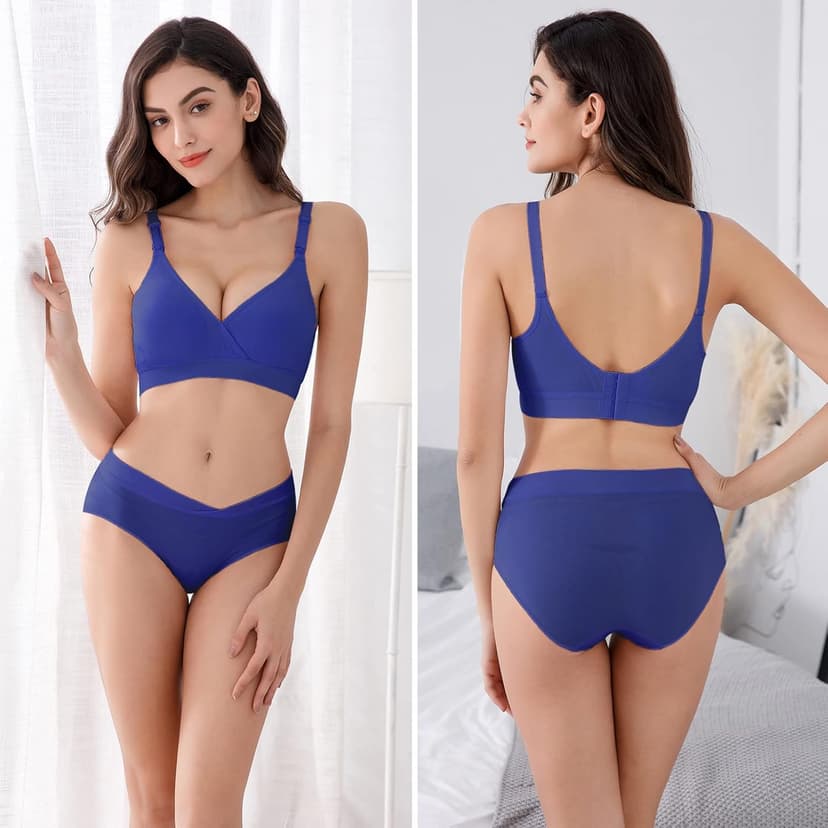 Vinfact 3 Pack Nursing Bras for Breastfeeding Seamless V Neck Maternity Bra Women Pregnancy Breastfeeding Bra