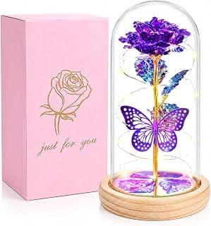QUNPON Mothers Day Rose Gifts for Mom Flowers Rose Gifts for Women,Birthday Gifts for Women,Purple Butterfly Flowers for Mom Mother Day Flower Gifts from Daughter Son,Gift for Sister,Her,Grandma,Wife