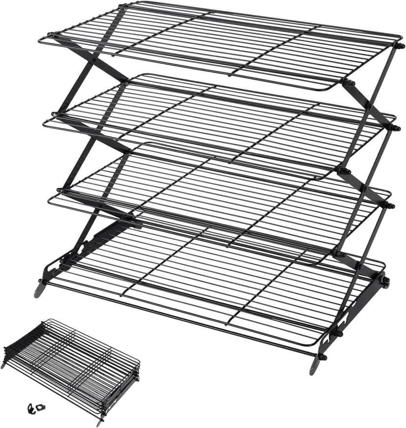 Geesta 2/3/4-Tier Upgraded Collapsible Cooling Rack with Adjustable 3 Setting Design Stackable Roasting Cooking Drying Wire Cooling Rack for Cookies Baking Gifts for Women B08BL5MP3Z