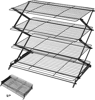 Geesta 2/3/4-Tier Upgraded Collapsible Cooling Rack with Adjustable 3 Setting Design Stackable Roasting Cooking Drying Wire Cooling Rack for Cookies Baking Gifts for Women B08BL5MP3Z
