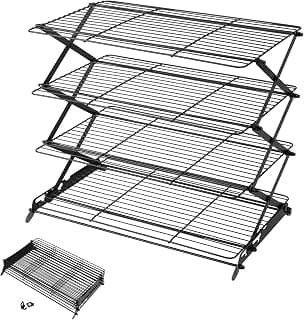 Geesta 2/3/4-Tier Upgraded Collapsible Cooling Rack with Adjustable 3 Setting Design Stackable Roasting Cooking Drying Wire Cooling Rack for Cookies Baking Gifts for Women B08BL5MP3Z