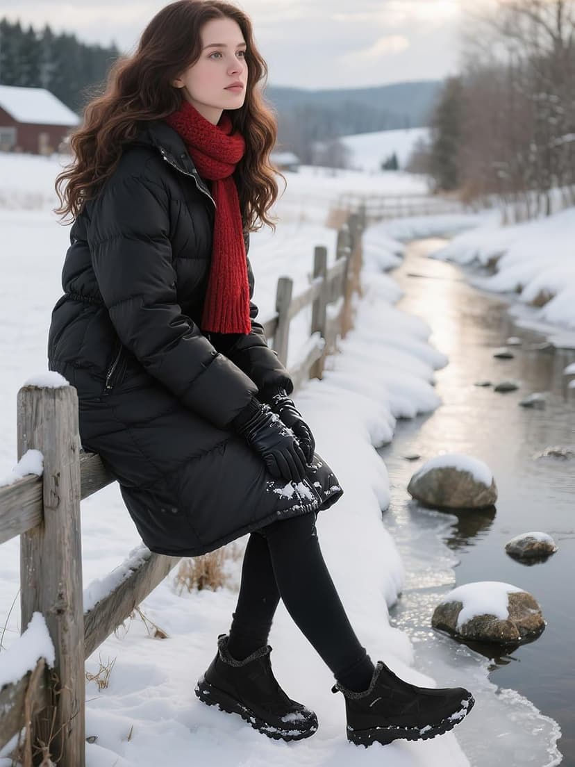 TEMOFON Winter Snow Boots for Women: Waterproof Warm Fur Lined Walking Outdoor Ankle Booties Slip on Snow Shoes Size 5-12