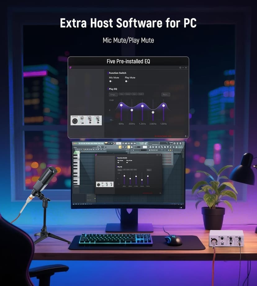 Synido USB C Audio Interface for Recording Music, Streaming, Podcasting with XLR, Line Input, 24bit/48kHz, 48V Phantom Power, 2-channel, Silver