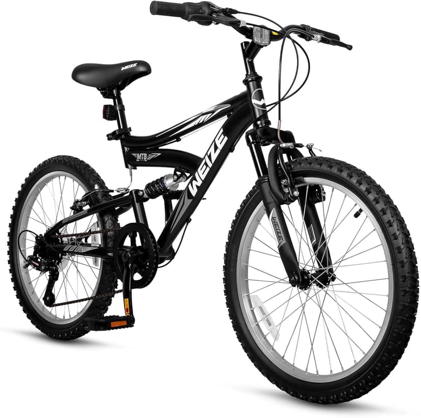 WEIZE Kids Mountain Bike, 20 24 inch Kids' Bicycles for 6-14 Years Old Boys Girls with Dual Full Suspension, 6 Speeds Drivetrain, High-Carbon Steel Frame, Ideal for Young Riders and Adventurers