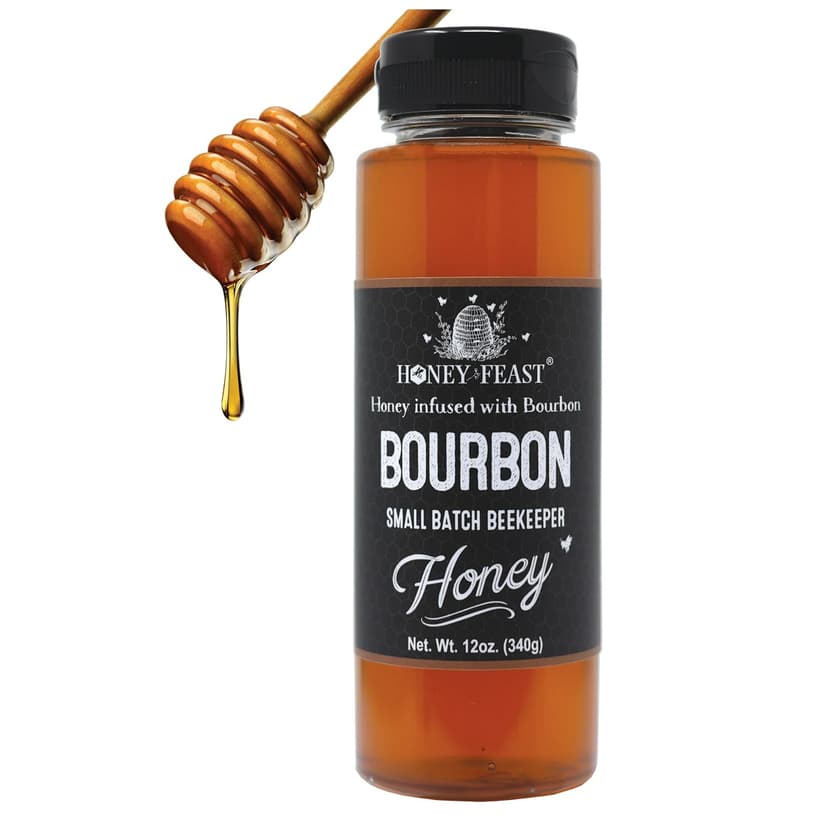 HONEY FEAST Bourbon-Infused Sweetener 12 oz | Artisanal Small-Batch Raw Blend | Ideal for Bourbon Enthusiasts & Gourmets B086RMJKQ9