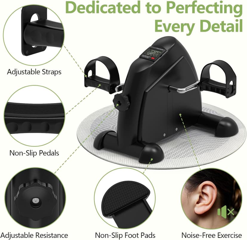 FITKS360 Under Desk Elliptical & Mini Exercise Bike - Seated Electric Leg Exerciser Under Table Oval Electric - Seniors Sit Exerciser Full Assembled Pedal with Remote Control