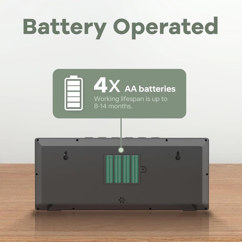 JALL 14.5" Large Digital Wall Clock Battery Operated with Big Digits LCD Screen Display, Day, Date, Alarm, Auto DST, Temperature for Living Room, Bedroom, Desk Decor, Mounted, Gift for Elderly