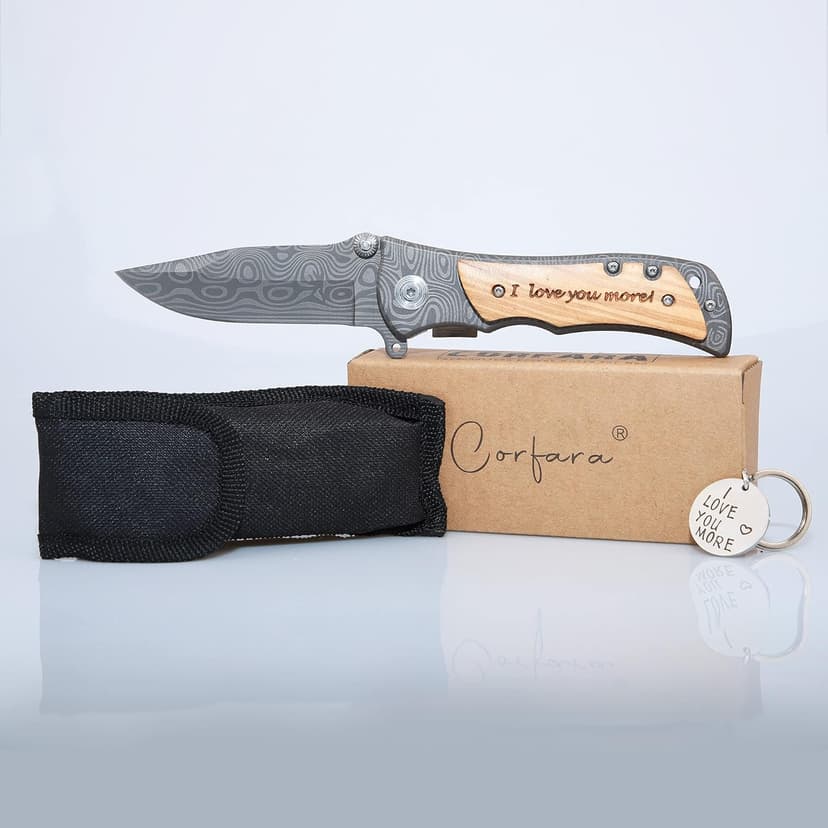 I Love You More Gifts for Him - Engraved Pocket Knife - Valentines Day Gifts for Boyfriend Husband, Anniversary Christmas Gift