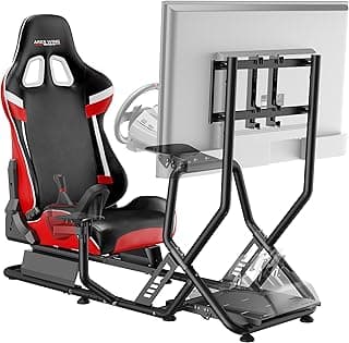 ARES WING Racing Simulator Cockpit with Monitor Mount and Seat, Formula and GT Sim Racing Cockpit Compatible with Fanatec, Thrustmaster, Logitech, Moza Racing Games on PS5, PS4, Xbox and PC