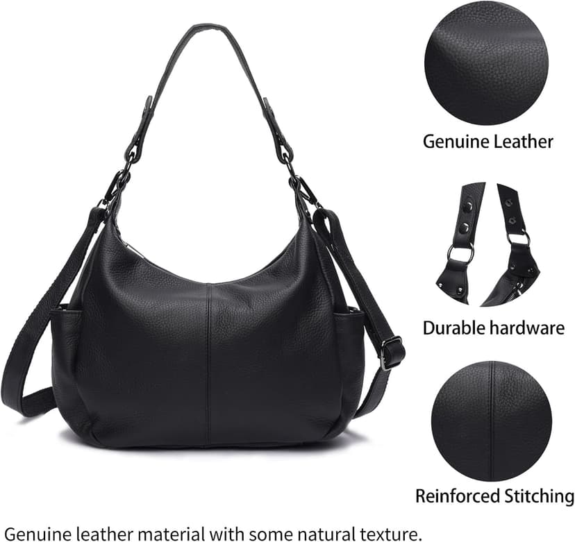 Dulcet Project Genuine Leather Purses for Women Hobo Crossbody Bags Casual Work Shoulder Bag with Adjustable Strap