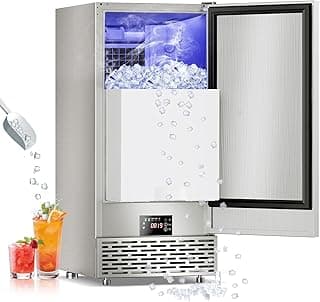 120LB/Day Commercial Under Counter Ice Maker with Smart LCD & Customizable Ice – Under Counter Freestanding, Built 25LBS Ice Storage 6-Min Quick Cycle, Energy Efficient