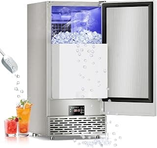 120LB/Day Commercial Under Counter Ice Maker with Smart LCD & Customizable Ice – Under Counter Freestanding, Built 25LBS Ice Storage 6-Min Quick Cycle, Energy Efficient