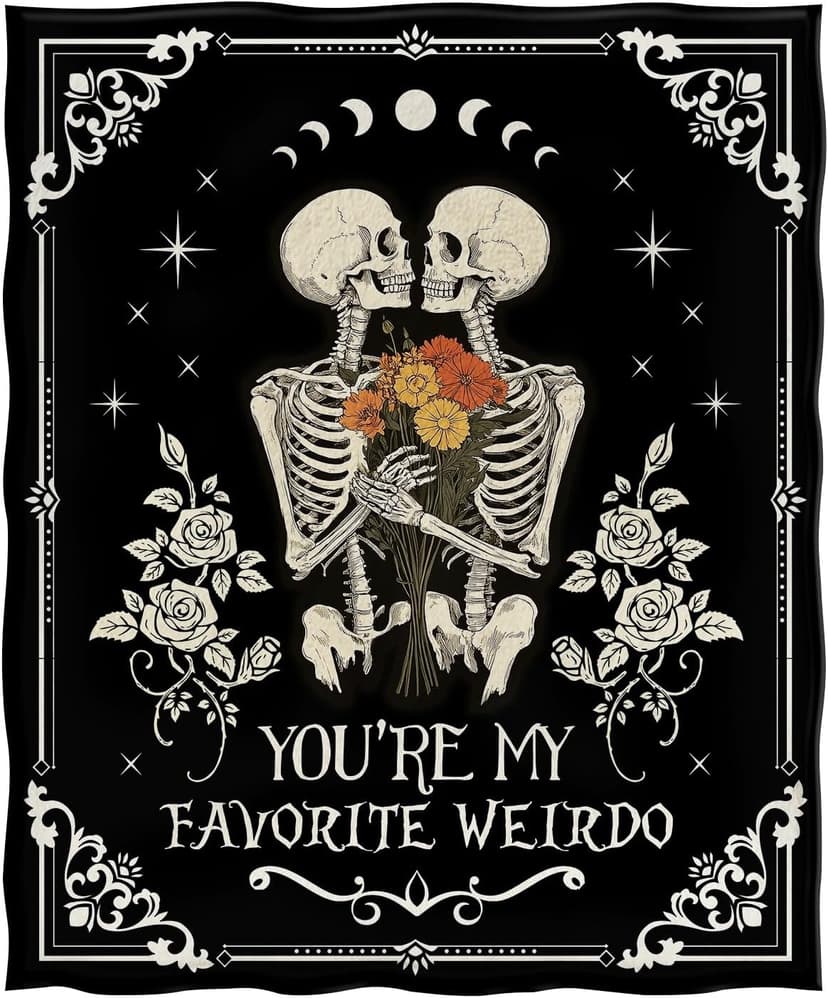 Jekeno Skull Blanket Gifts for Women Men, Rose Skull Throw Blankets Birthday Gifts for Boyfriend Girlfriend Wife Husband Couple, Valentine's Wedding Anniversary Day Gifts Ideas for Him Her