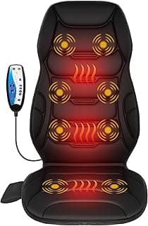 COMFIER Back Massager with Heat, Vibration Massage Seat Cushion with 8 Massage Nodes & 5 Modes, Adjustable Chair Massager Pad for Home Office, Heated Chair Pad, Father‘s Day Gift for Dad