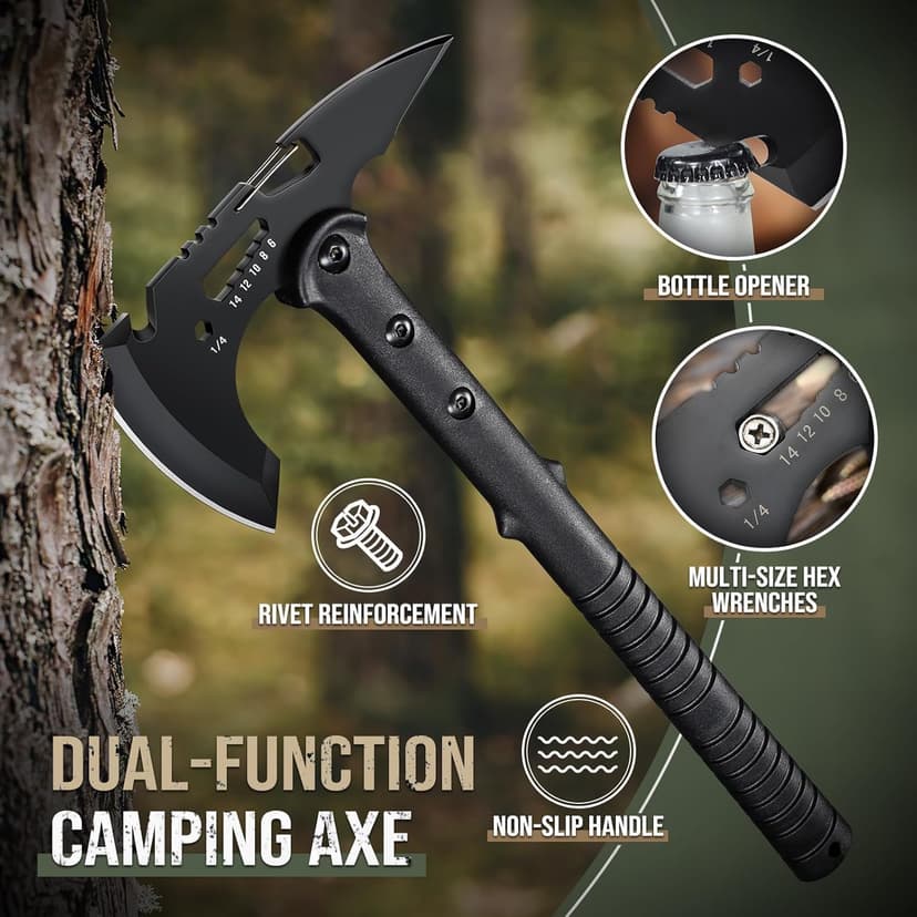 Freelander Tactical Axe 2 Pack, Sharp Tomahawk with Sheath, Portable Tomahawk with Clip and Bottle Opener, Durable Survival Hatchet for Emergency, Hiking and Camping, for Men Women
