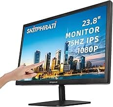 SKitphrati 21.5 Inch Touchscreen Monitor FHD 1920x1080p IPS Screen, VESA Support, 10-Points Computer Touch Screen PC Display with Type-B HDMI VGA Port, 75Hz Desktop Touch Display, Black