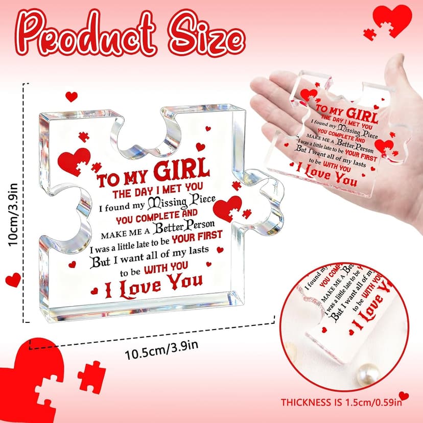 I Love My Gf, I Love My Girlfriend, Gf Gifts, Miss You, Gift for Gf, Valentines Day Gifts for Gf, Girlfriend Birthday Gift Ideas, Soulmate Gifts for Her, To My Girl Acrylic Block