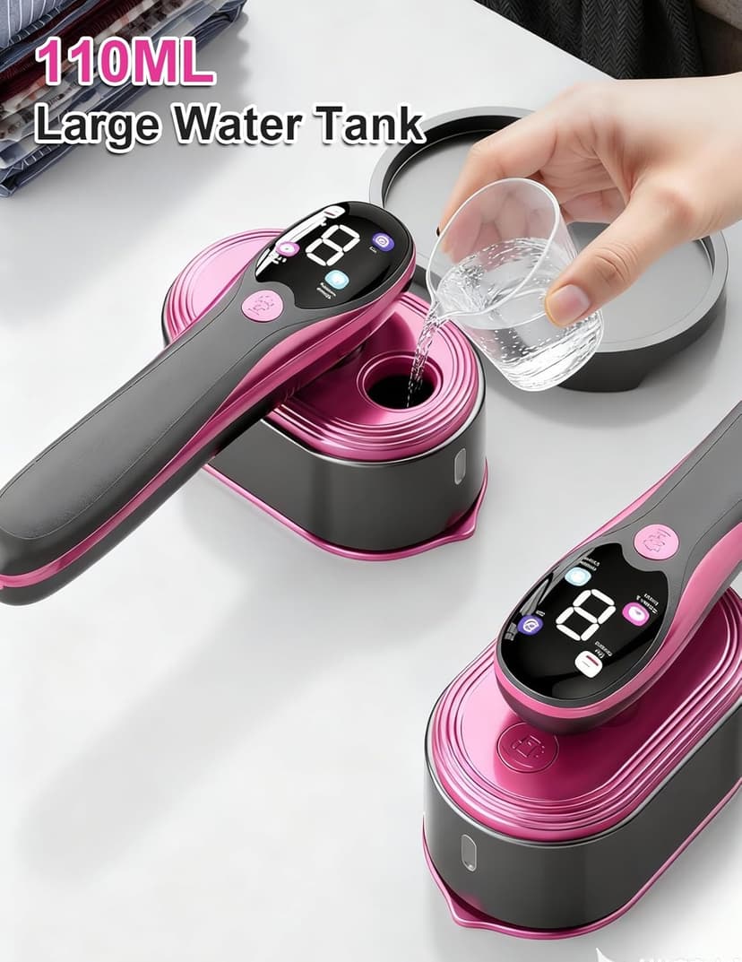 Travel Steamer for Clothes, 1200W Portable Handheld Steamer for Clothes, Portable Steam with LCD Display, 10s Fast Heat-Up, 2-in-1 Powerful Wrinkle Remover for Home & Travel