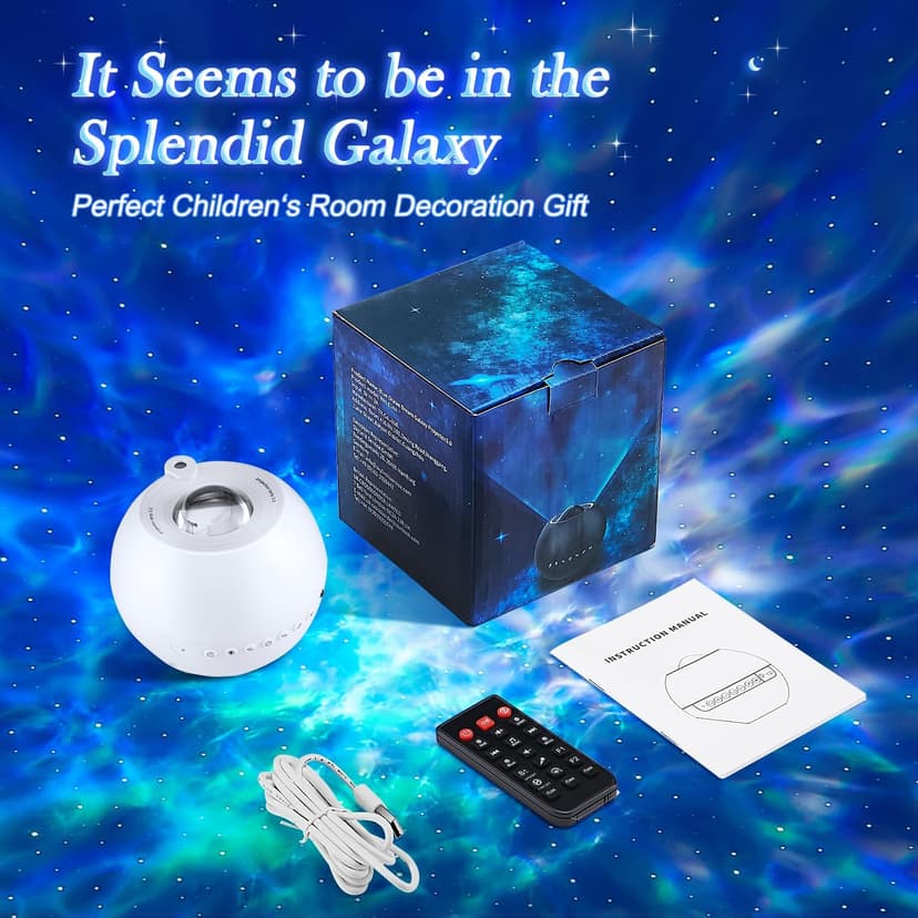 Birthday,Christmas,7 Brightness,Green Star,4 Speed,Bluetooth,Remote,Timer,Teen,Bedroom Decor,Party,Relax,Led Lights,Lava Lamp One Fire Galaxy Projector,15 Colors,Gifts for Girls&Women&Boys,White Noise B0DCYLKPWB