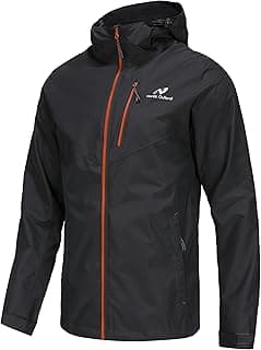 NORDIC OUTLAND Mens Lightweight Hooded Waterproof Rain Jacket Breathable Raincoat Shell for Outdoor Mountain Hiking
