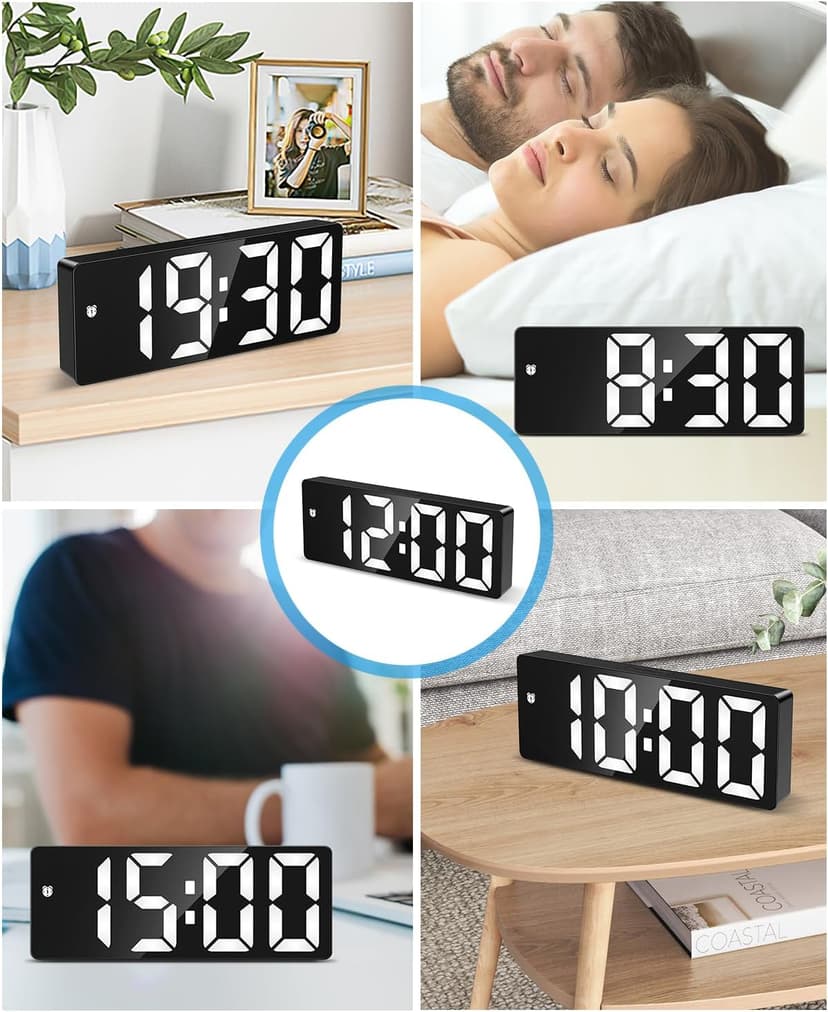 AMIR Digital Alarm Clock, [Upgraded Version] LED Clock for Bedroom, Electronic Desktop Clock with Type-C Port,Adjustable Brightness,DST,Snooze,12/24H Display for Home,Office