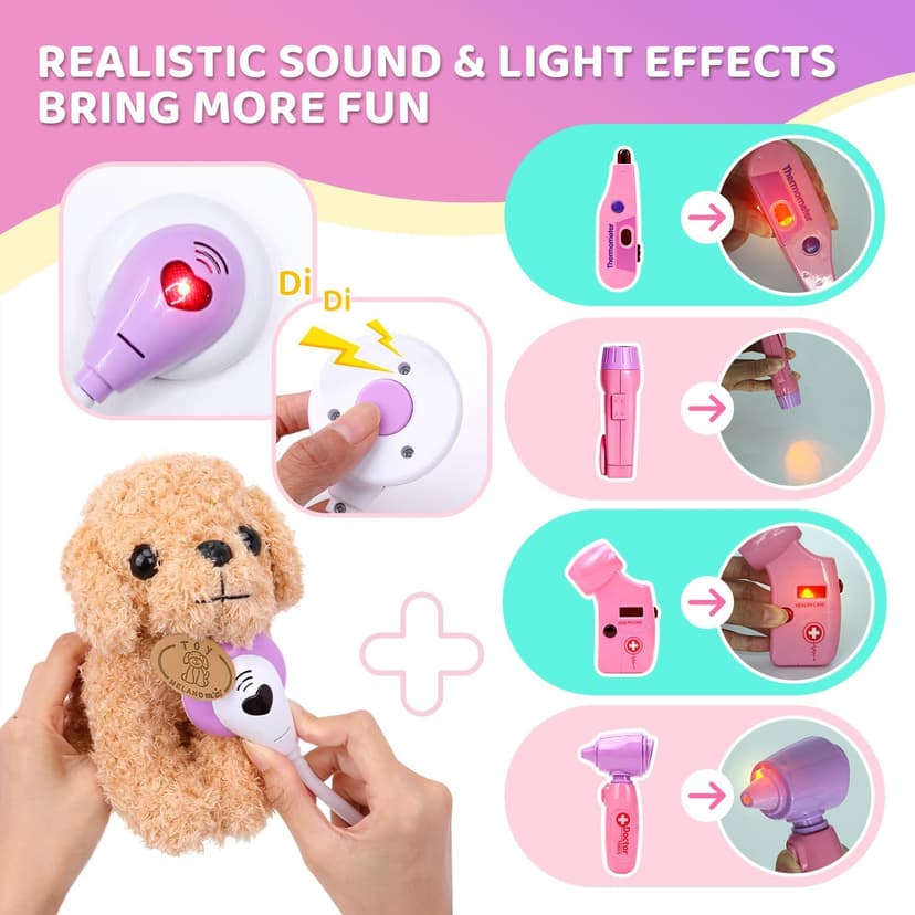 A gift for girls birthday Christmas, Encourages caring role play, builds confidence, stays neatly organized Meland Doctor Kit with Puppy for Girls, Pretend Play Toy Gift for Ages 3–6 B09PD6YWF1