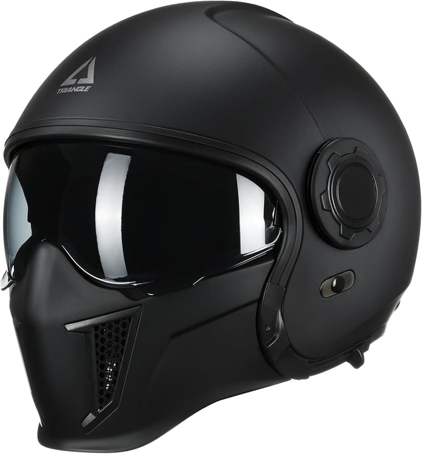 TRIANGLE Convertible Full Face Motorcycle Helmet DOT Approved for Men Women, Multi-Configuration 3/4 Open Face Street Bike Helmet with Internal Tinted Sunshield, Includes Storage Bag