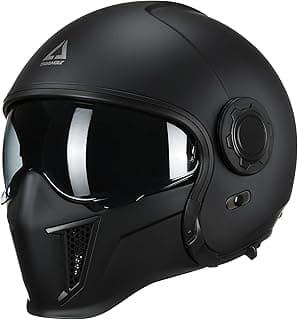 TRIANGLE Convertible Full Face Motorcycle Helmet DOT Approved for Men Women, Multi-Configuration 3/4 Open Face Street Bike Helmet with Internal Tinted Sunshield, Includes Storage Bag